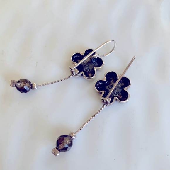 Silpada Rare Flower Earrings Sterling and Smokey Topaz Drop Earrings W0805 - Picture 5 of 7